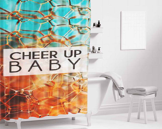 Bubble Foam Cheer Up Bathroom Shower Curtain Fabric Waterproof | 66 X 72 Inch
