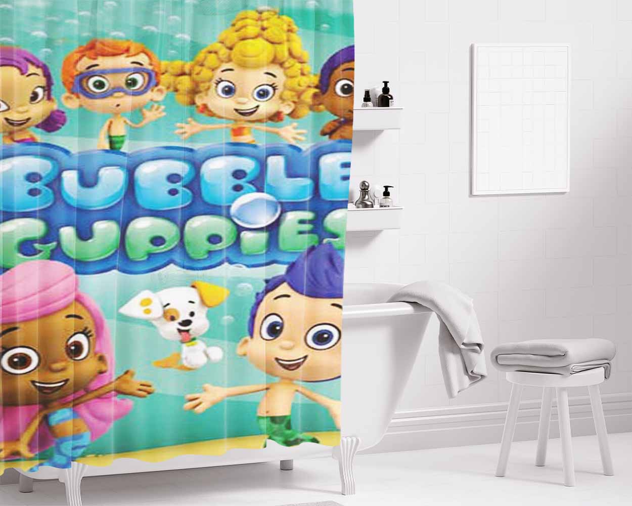 Bubble Guppies Bathroom Shower Curtain Fabric Waterproof | 66 X 72 Inch