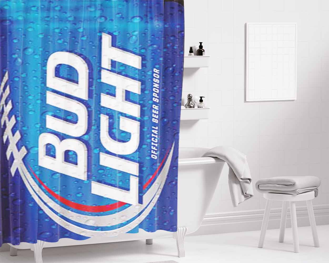 Bud Light Can New Bathroom Shower Curtain Fabric Waterproof | 66 X 72 Inch