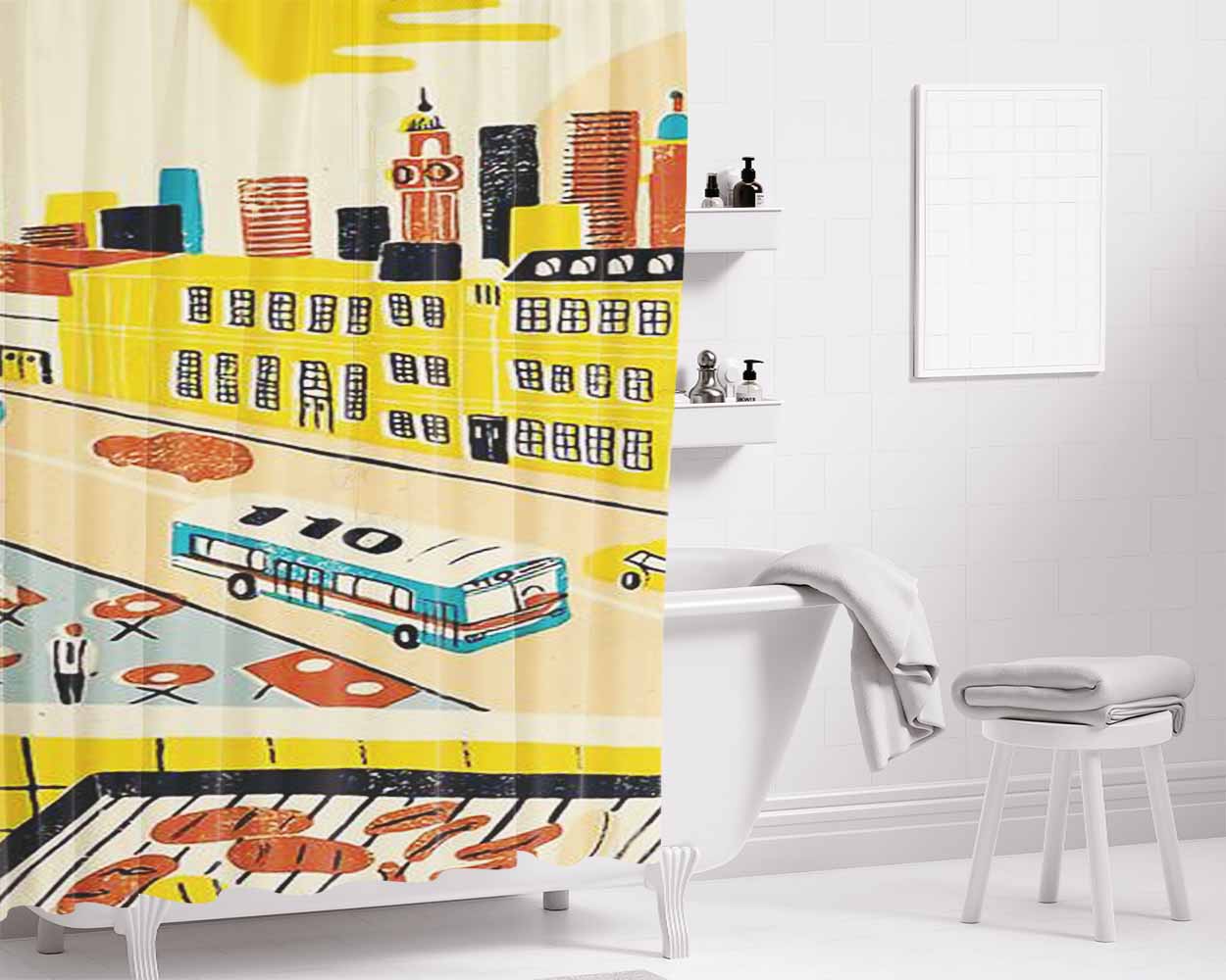 Buenos Aires Bathroom Shower Curtain Fabric Waterproof | 66 X 72 Inch