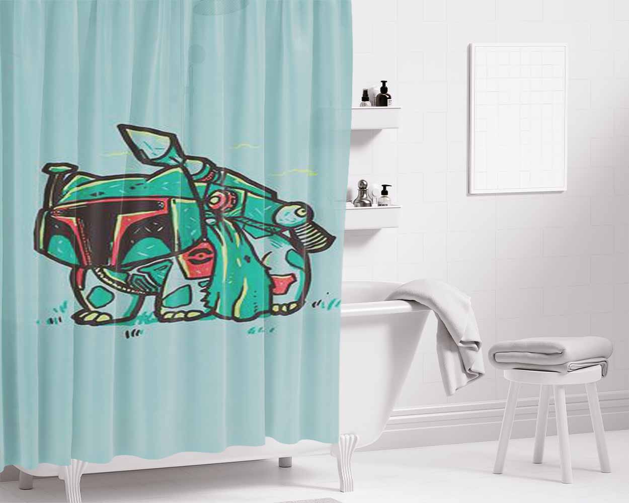 Bulba Fett Bathroom Shower Curtain Fabric Waterproof | 66 X 72 Inch