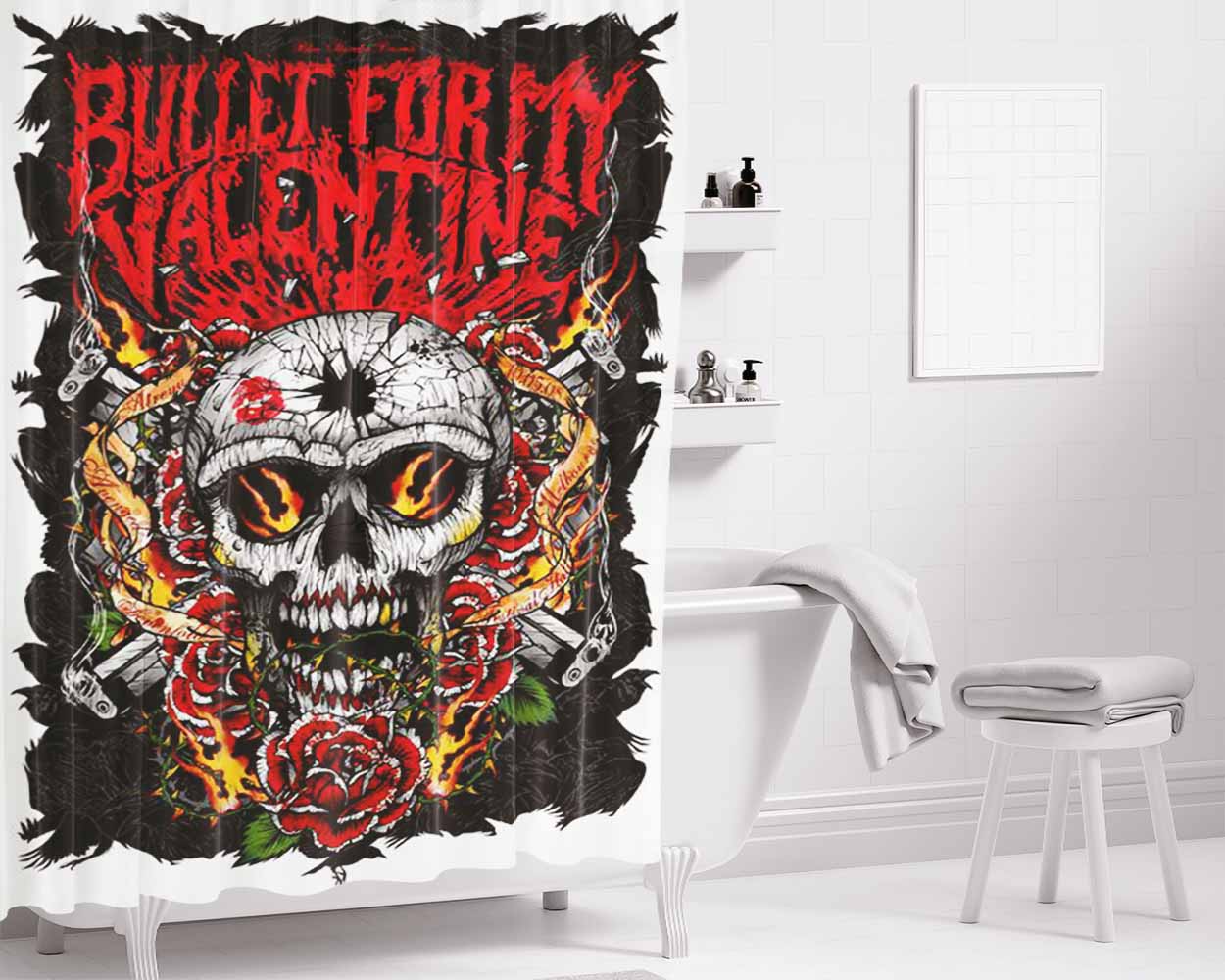 Bullet For My Valentine Bathroom Shower Curtain Fabric Waterproof | 66 X 72 Inch