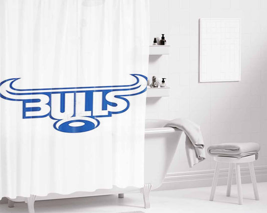 Bulls Logo Bathroom Shower Curtain Fabric Waterproof | 66 X 72 Inch