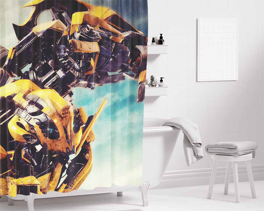 Bumbble Bee Action Bathroom Shower Curtain Fabric Waterproof | 66 X 72 Inch