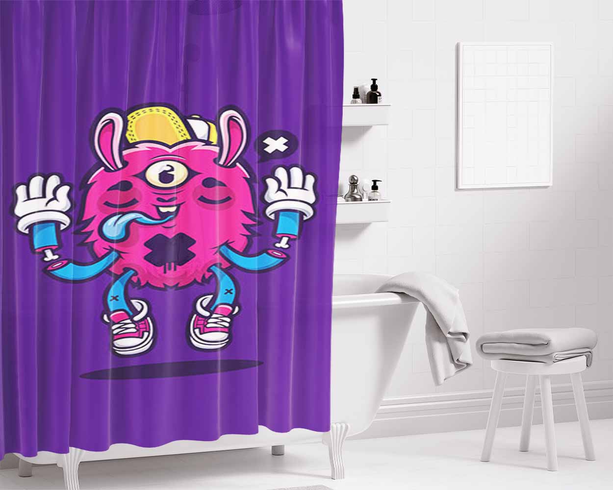 Bunny Bathroom Shower Curtain Fabric Waterproof | 66 X 72 Inch