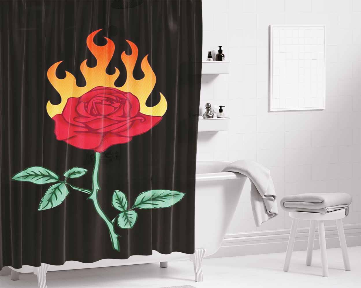 Burning Love Bathroom Shower Curtain Fabric Waterproof | 66 X 72 Inch