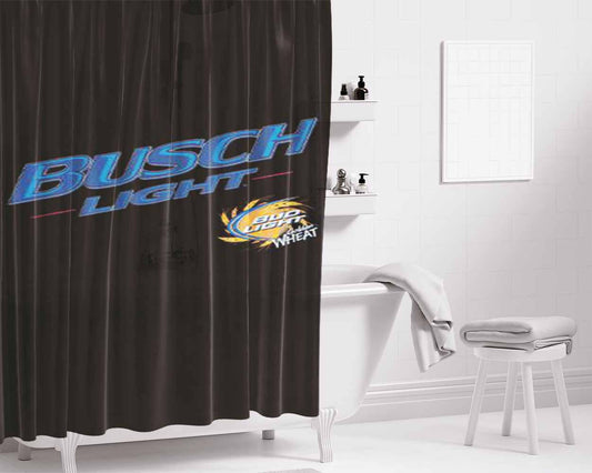 Busch Beer Light Bud New Anheuser Bathroom Shower Curtain Fabric Waterproof | 66 X 72 Inch