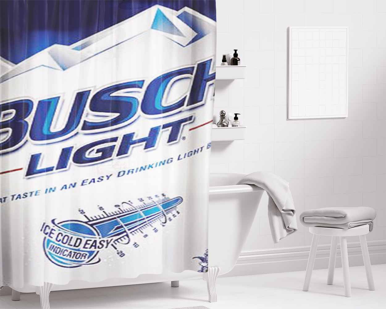 Busch Light Beer Bathroom Shower Curtain Fabric Waterproof | 66 X 72 Inch