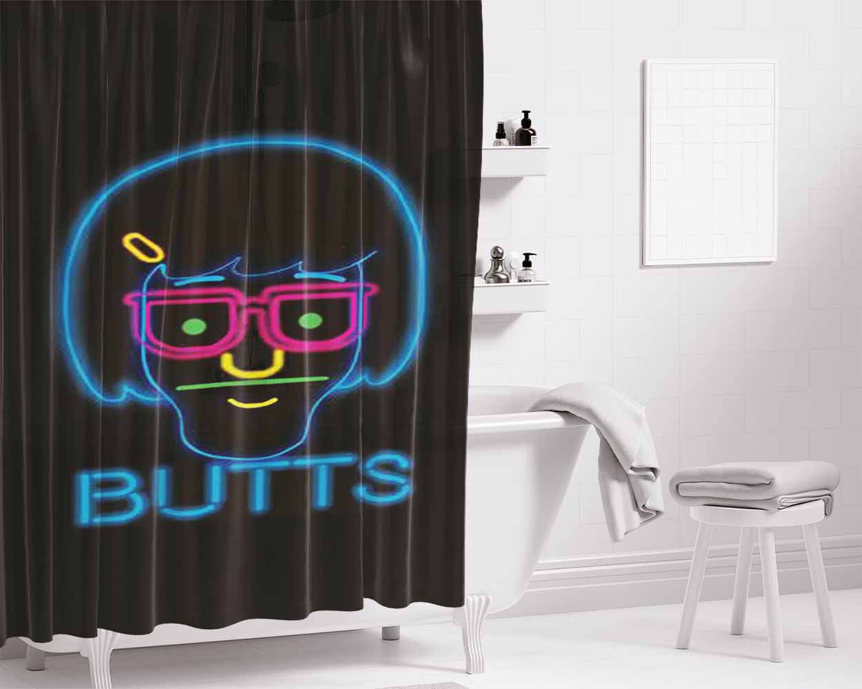 Butts Butts Butts Bathroom Shower Curtain Fabric Waterproof | 66 X 72 Inch