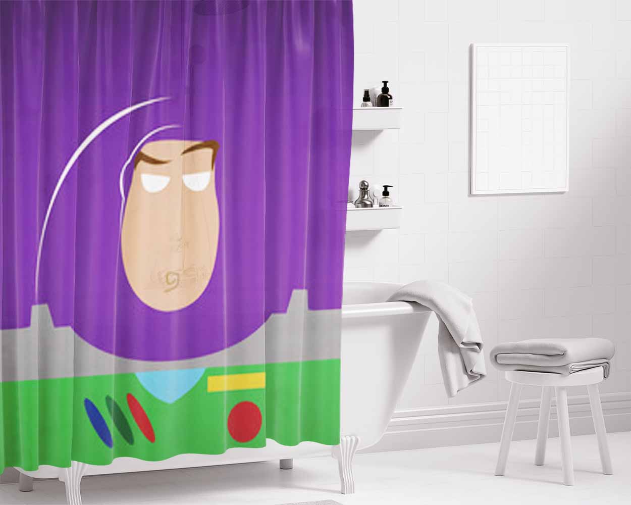 Buzz Art Bathroom Shower Curtain Fabric Waterproof | 66 X 72 Inch