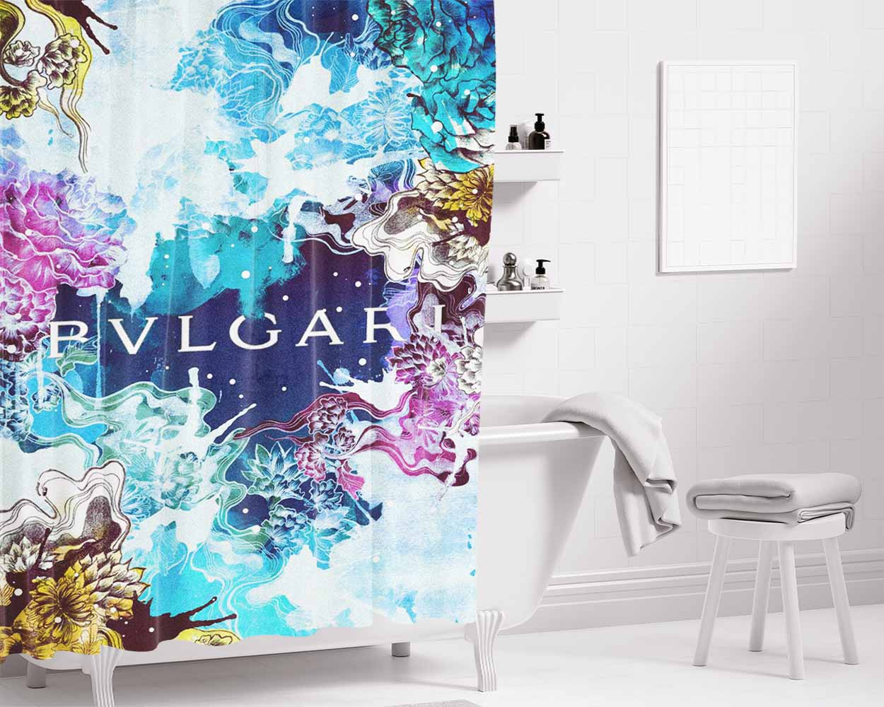 Bvlgari Bathroom Shower Curtain Fabric Waterproof | 66 X 72 Inch