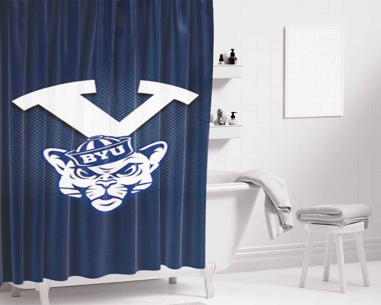 Byu Cougars Logo Bathroom Shower Curtain Fabric Waterproof | 66 X 72 Inch