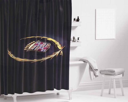 Cadillac Gold Logo Bathroom Shower Curtain Fabric Waterproof | 66 X 72 Inch
