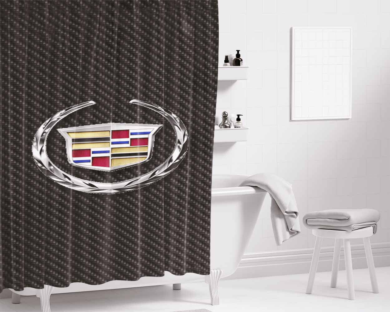 Cadillac Logo Bathroom Shower Curtain Fabric Waterproof | 66 X 72 Inch
