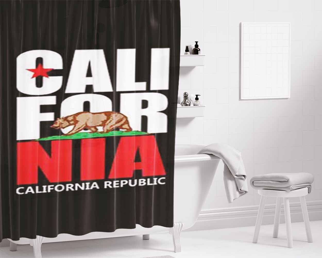 California Bear Bathroom Shower Curtain Fabric Waterproof | 66 X 72 Inch