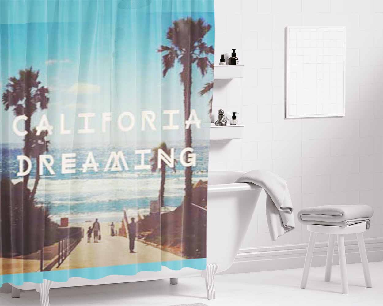 California Dreaming Bathroom Shower Curtain Fabric Waterproof | 66 X 72 Inch
