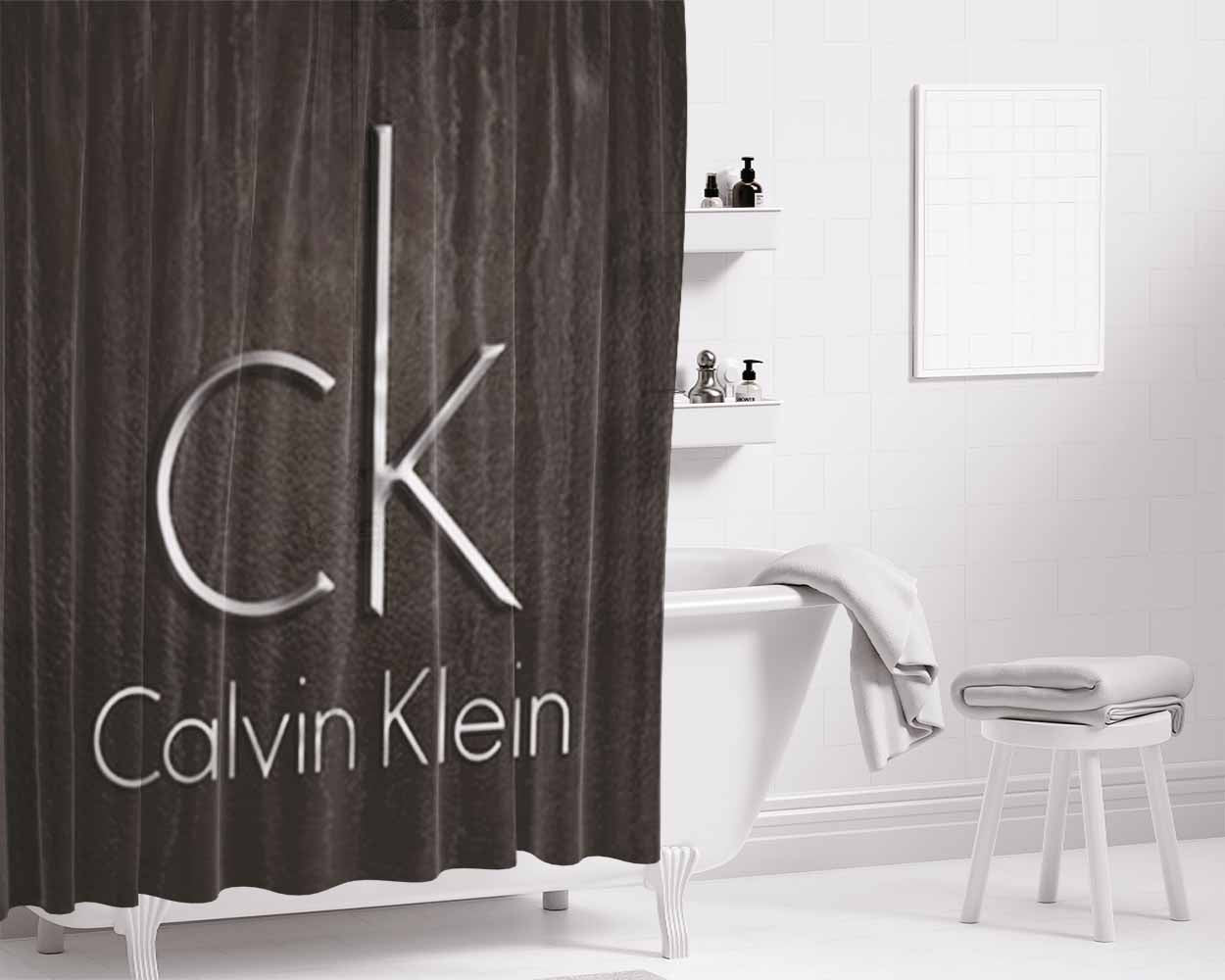 Calvin Klein Leather Bathroom Shower Curtain Fabric Waterproof | 66 X 72 Inch