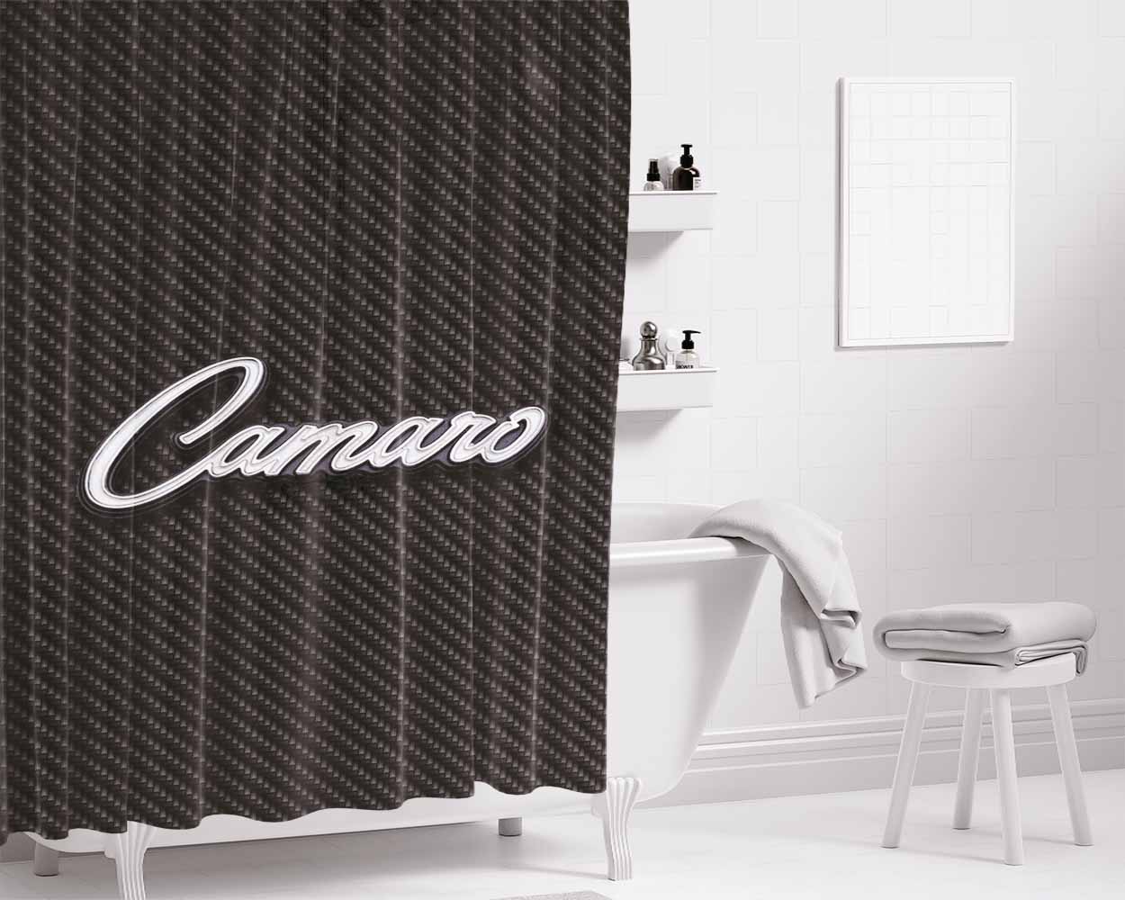 Camaro Logo Bathroom Shower Curtain Fabric Waterproof | 66 X 72 Inch