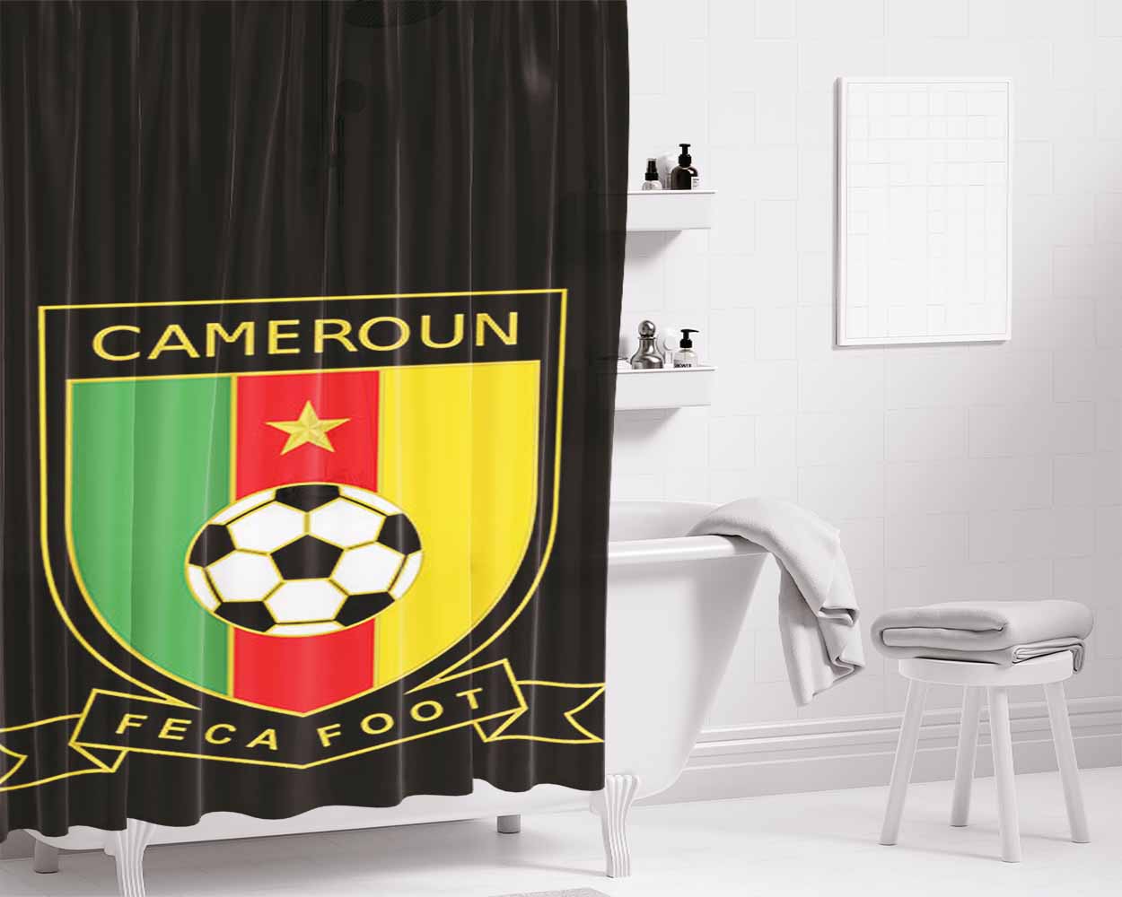 Cameroun Feca Foot Bathroom Shower Curtain Fabric Waterproof | 66 X 72 Inch