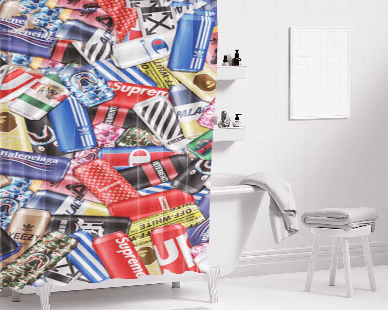 Camo Can Cooler Bathroom Shower Curtain Fabric Waterproof | 66 X 72 Inch