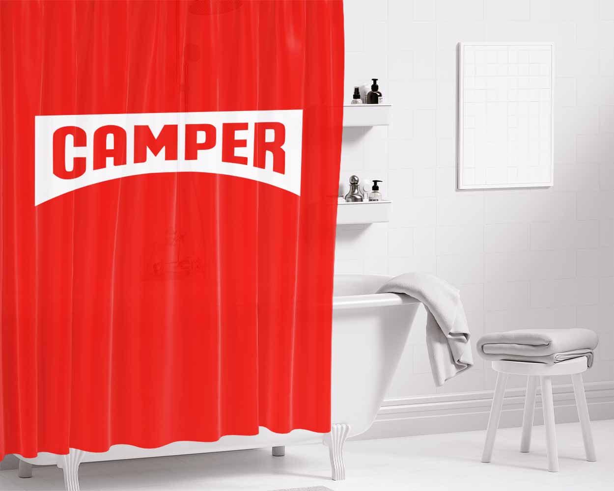 Camper Logo Bathroom Shower Curtain Fabric Waterproof | 66 X 72 Inch