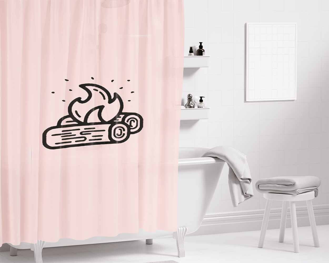 Campfire Comfy Outdoors Nature Children Bathroom Shower Curtain Fabric Waterproof | 66 X 72 Inch