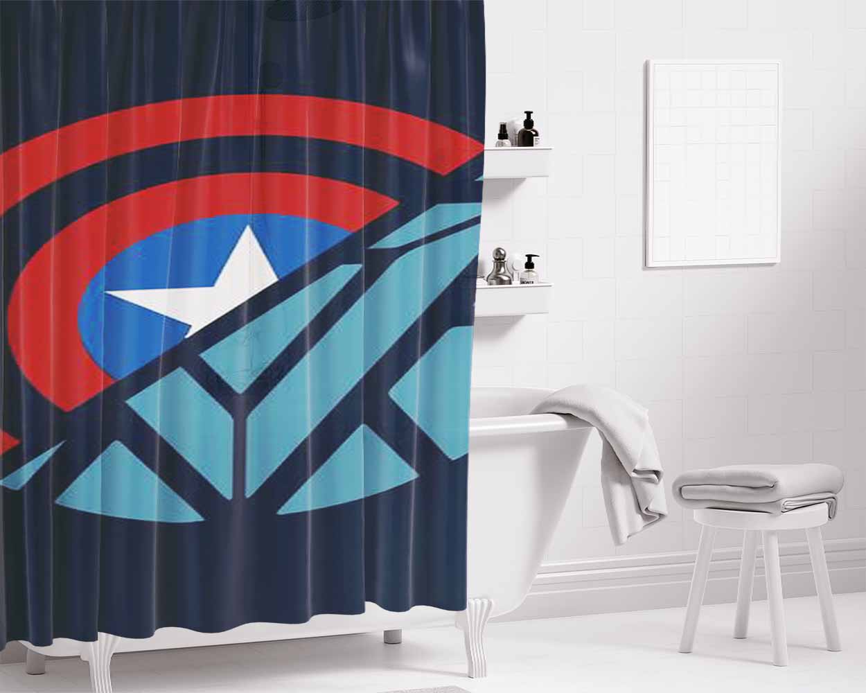 Cap V Stark Bathroom Shower Curtain Fabric Waterproof | 66 X 72 Inch