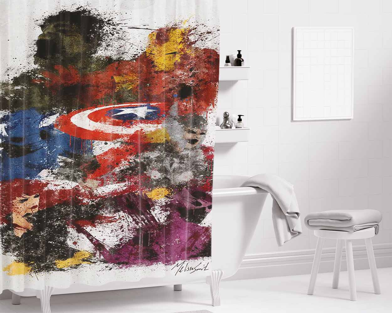 Capt America Bathroom Shower Curtain Fabric Waterproof | 66 X 72 Inch