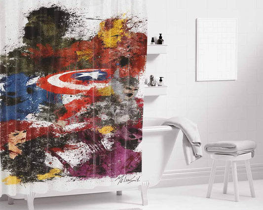 Capt America Bathroom Shower Curtain Fabric Waterproof | 66 X 72 Inch