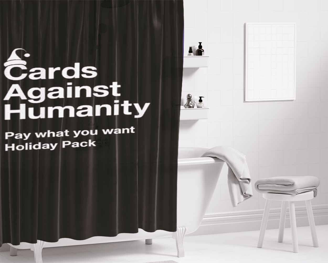 Cards Against Humanity Holiday Bathroom Shower Curtain Fabric Waterproof | 66 X 72 Inch