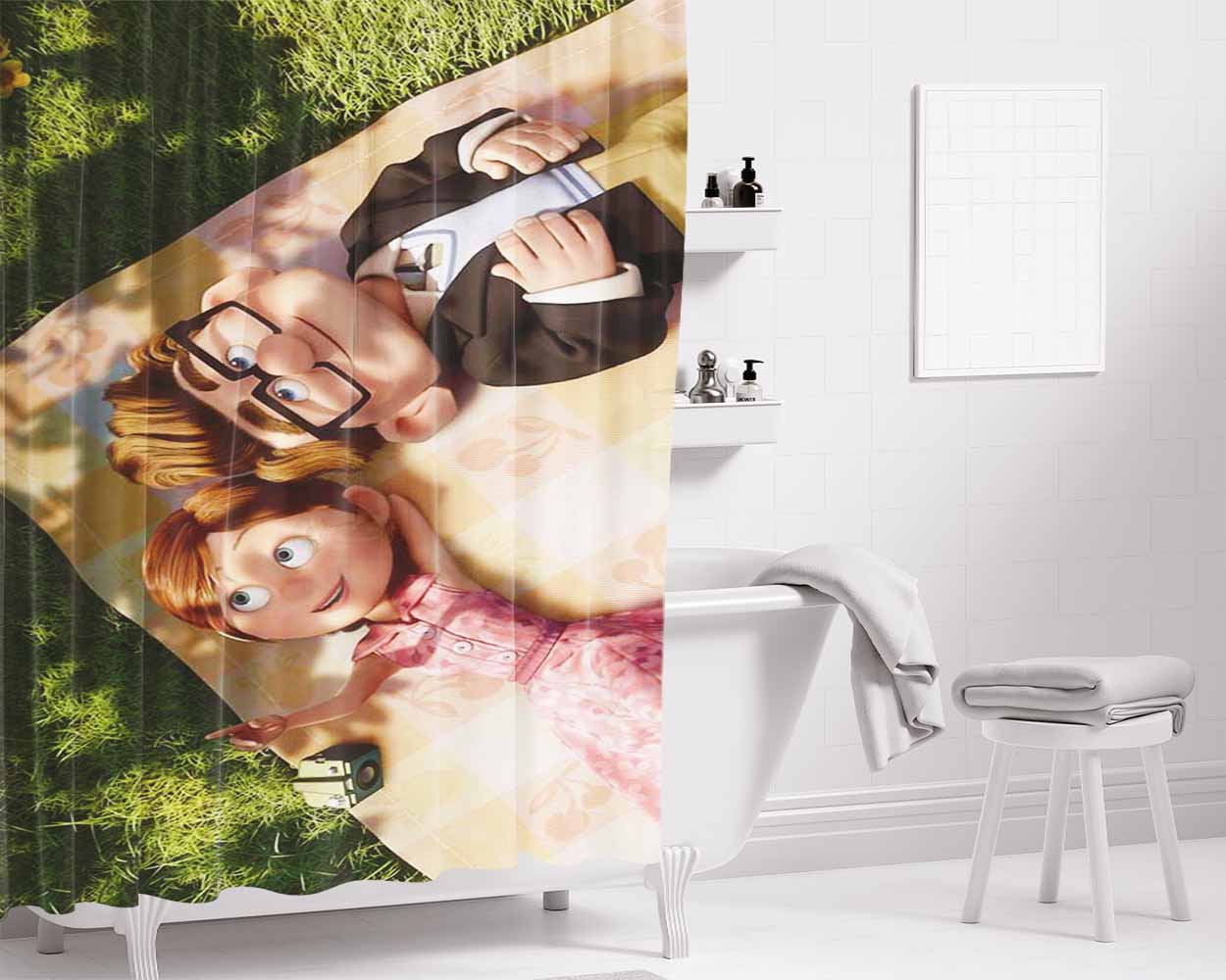 Carl And Ellie Up Bathroom Shower Curtain Fabric Waterproof | 66 X 72 Inch