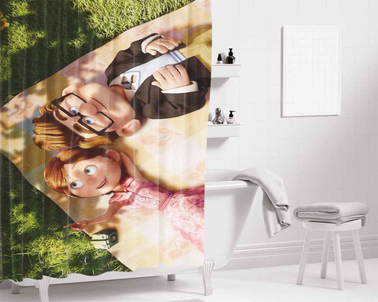 Carl And Ellie Up Bathroom Shower Curtain Fabric Waterproof | 66 X 72 Inch