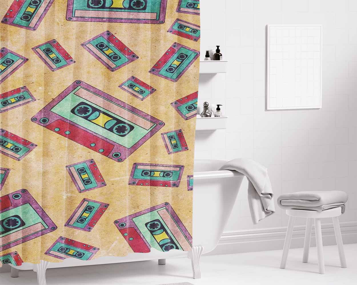 Caset On The Radio Bathroom Shower Curtain Fabric Waterproof | 66 X 72 Inch