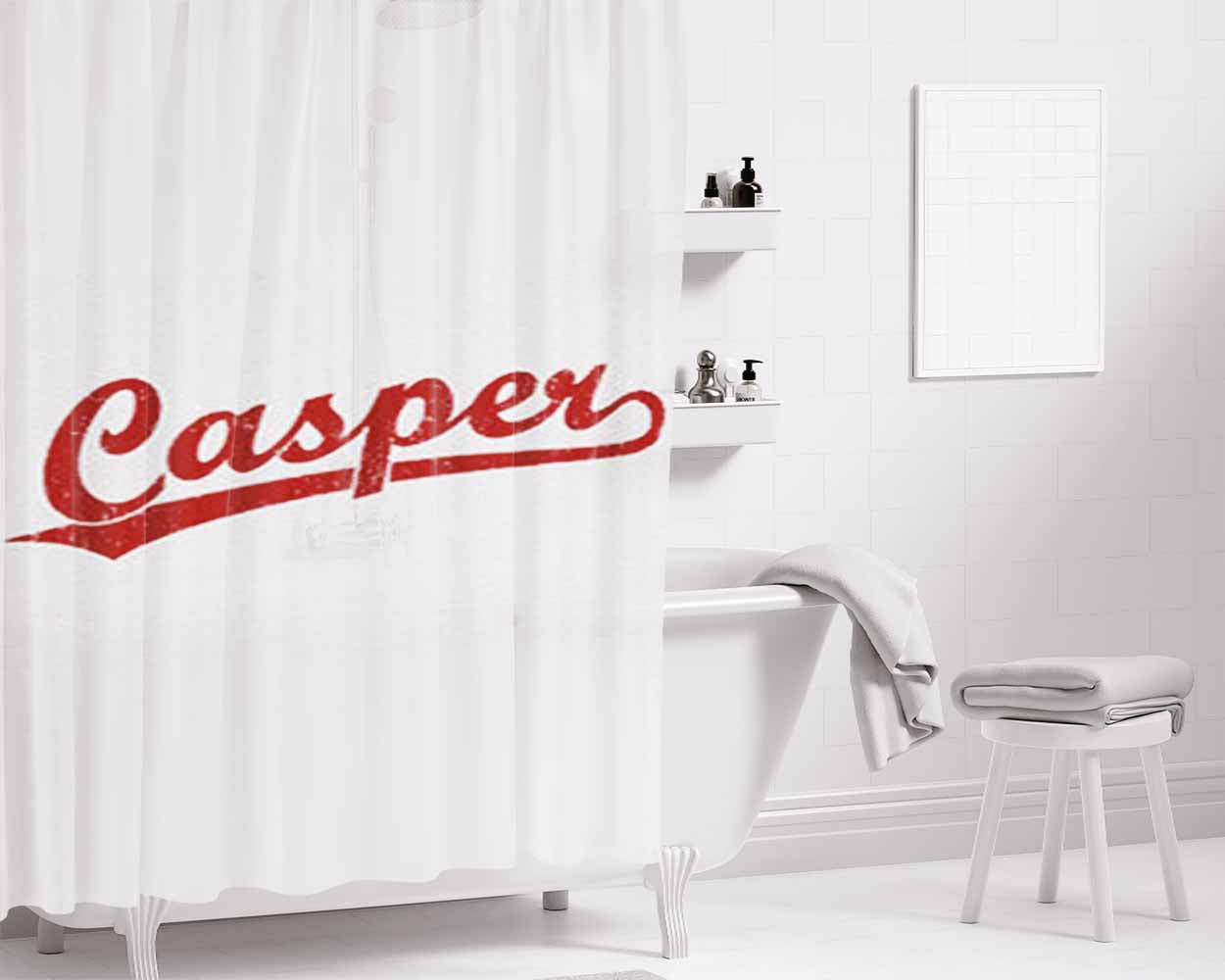 Casper Font Logo Bathroom Shower Curtain Fabric Waterproof | 66 X 72 Inch