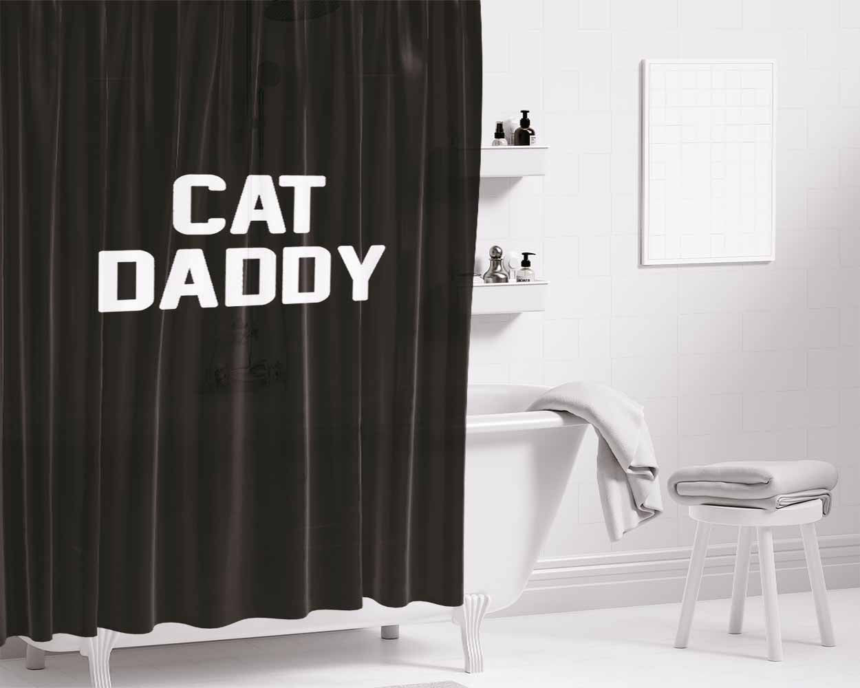Cat Daddy Gift Bathroom Shower Curtain Fabric Waterproof | 66 X 72 Inch