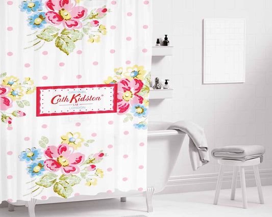 Cath Kidston Flower Bathroom Shower Curtain Fabric Waterproof | 66 X 72 Inch