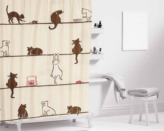 Cats Are Cute Bathroom Shower Curtain Fabric Waterproof | 66 X 72 Inch