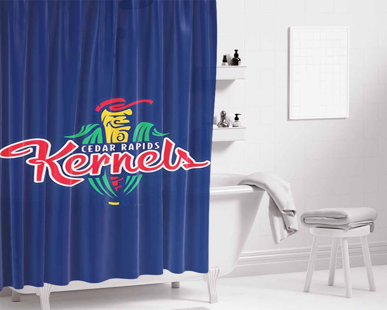 Cedar Rapids Kenels Blue Bathroom Shower Curtain Fabric Waterproof | 66 X 72 Inch