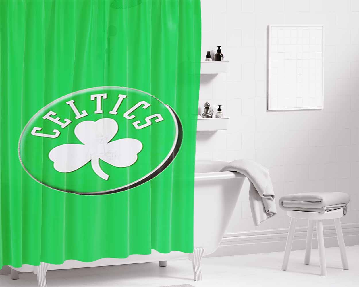Celtic Sign Symbol Design Irish Rhunes Bathroom Shower Curtain Fabric Waterproof | 66 X 72 Inch