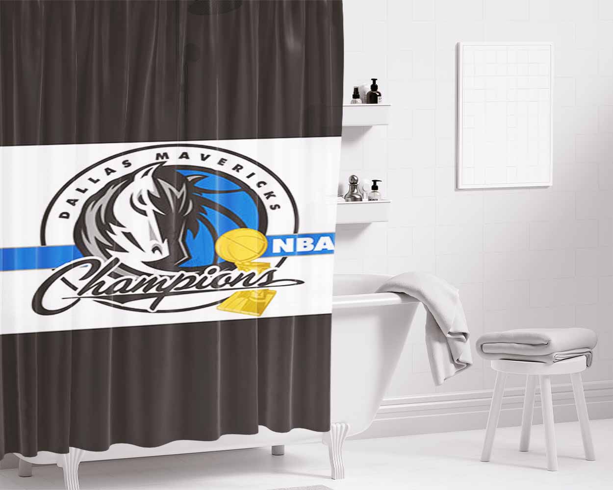 Champs Logo Bathroom Shower Curtain Fabric Waterproof | 66 X 72 Inch