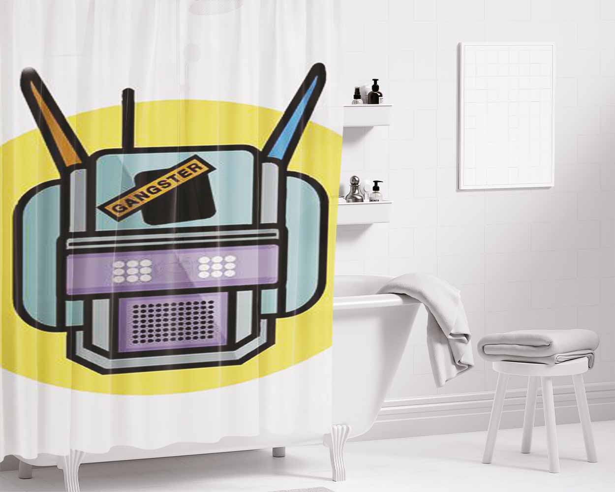 Chappie Bathroom Shower Curtain Fabric Waterproof | 66 X 72 Inch