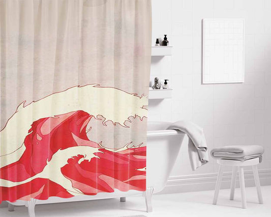 Cherry Waves Bathroom Shower Curtain Fabric Waterproof | 66 X 72 Inch