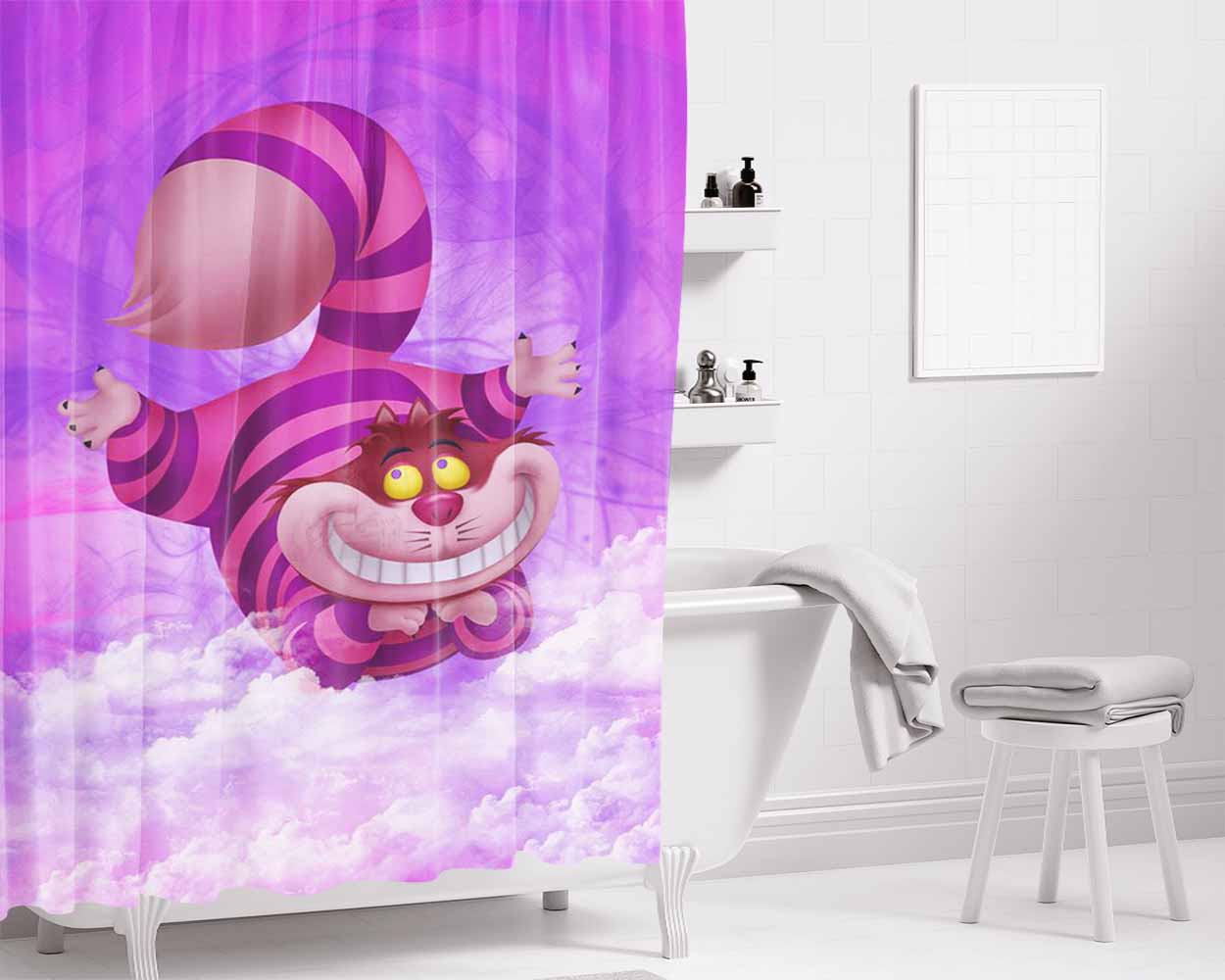 Chesire Cat Bathroom Shower Curtain Fabric Waterproof | 66 X 72 Inch