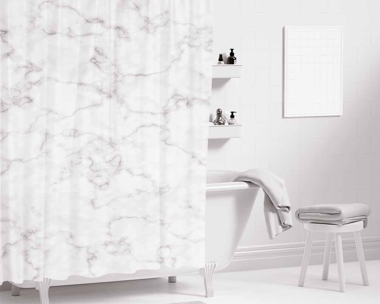 Chic Elegant Gold Marble Bathroom Shower Curtain Fabric Waterproof | 66 X 72 Inch