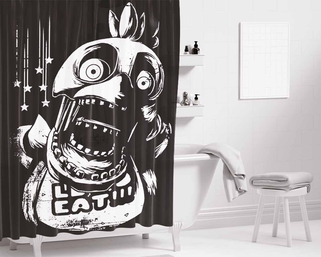Chica The Chicken Fnaf Art Bathroom Shower Curtain Fabric Waterproof | 66 X 72 Inch