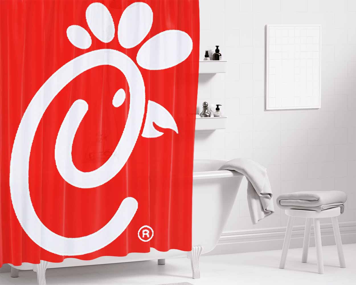 Chick Fil A Big Logo Bathroom Shower Curtain Fabric Waterproof | 66 X 72 Inch