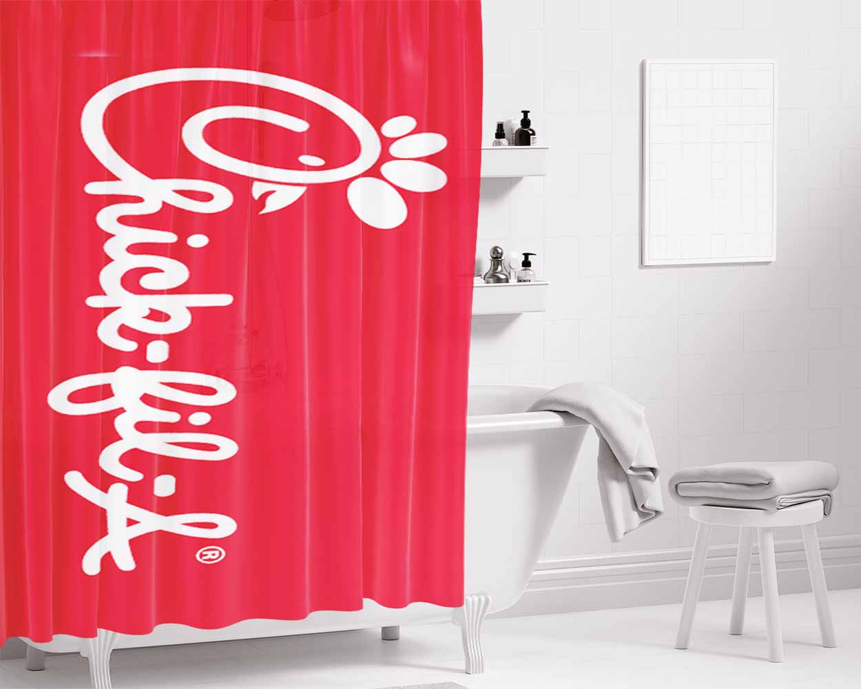 Chick Fil A Bathroom Shower Curtain Fabric Waterproof | 66 X 72 Inch