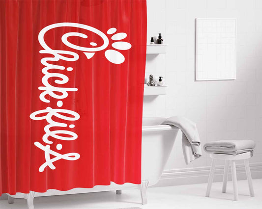 Chick Fill A Emblem Red Bathroom Shower Curtain Fabric Waterproof | 66 X 72 Inch