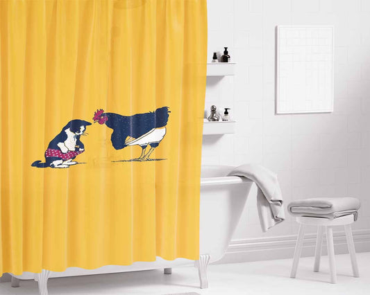 Chicken And C Bathroom Shower Curtain Fabric Waterproof | 66 X 72 Inch