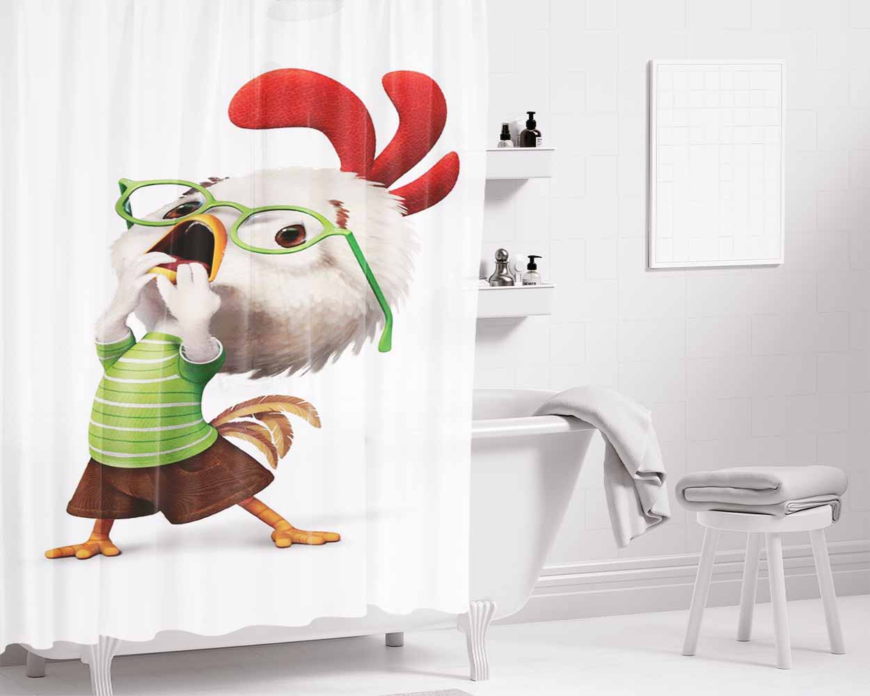 Chicken Little Bathroom Shower Curtain Fabric Waterproof | 66 X 72 Inch